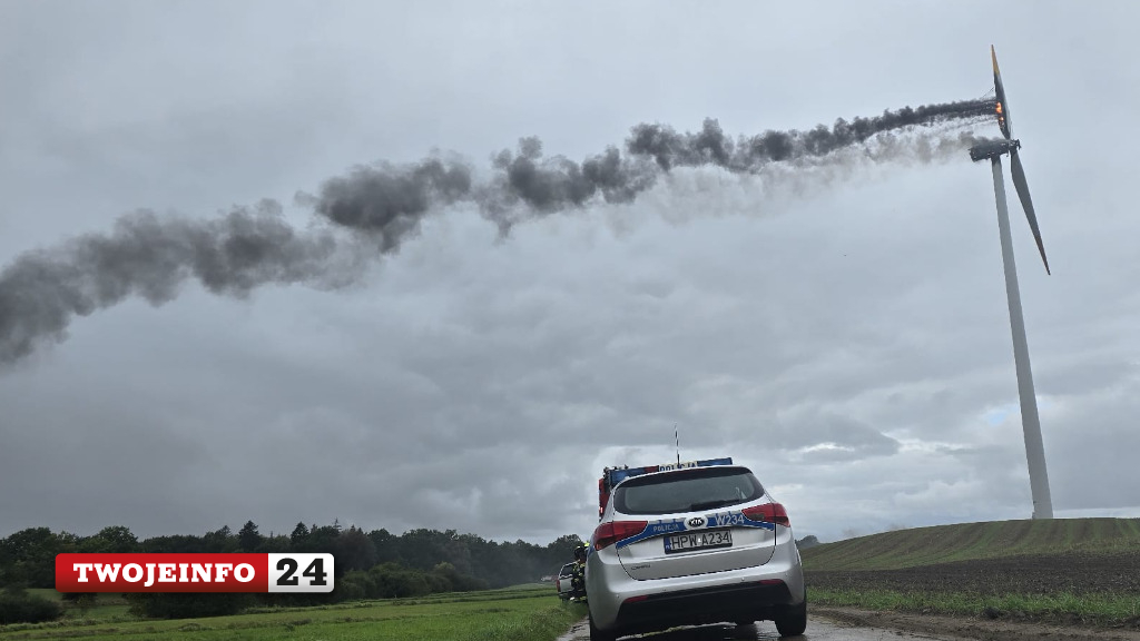 Płonie turbina wiatrowa pod Koszalinem