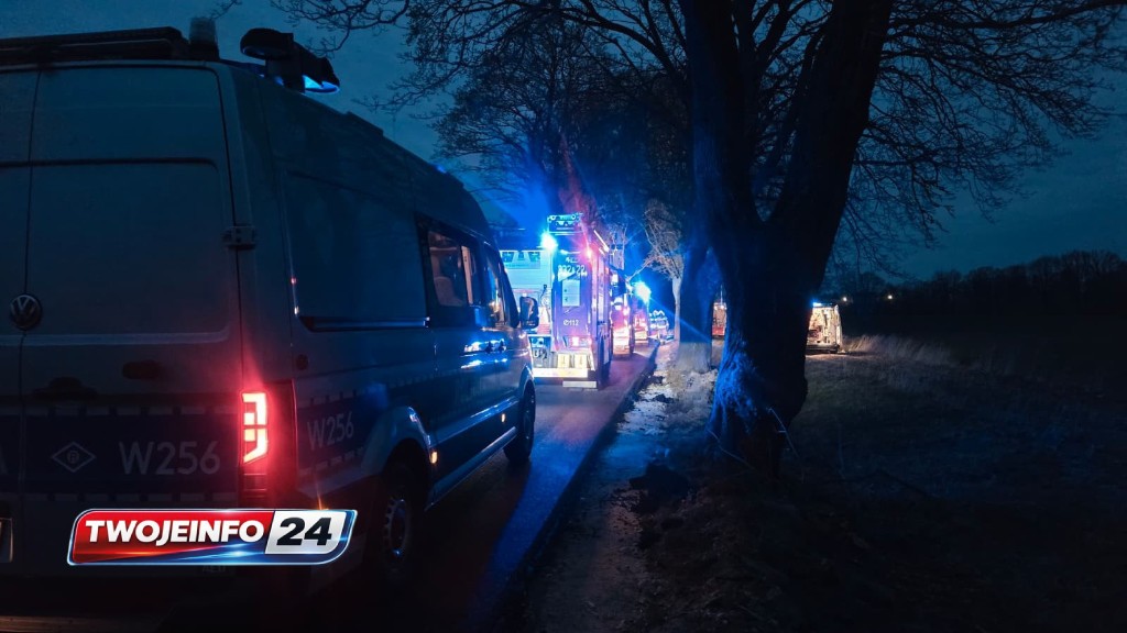 Auto w drzewo. Dwie osoby poszkodowane