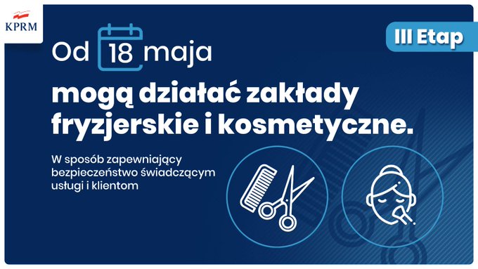 Od 18 maja otwarte salony fryzjerskie, kosmetyczne i ogródki restauracyjne.